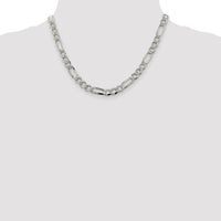 Sterling Silver Rhodium-Plated 18" Figaro Chain with Pave Texture - 7.25mm Width by Lumare Gioia