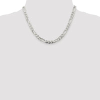 Sterling Silver Rhodium-Plated 18" Flat Figaro Chain with Pavé Textured Links - 7mm Width by Lumare Gioia
