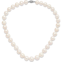 Sterling Silver Rhodium-Plated 18" Necklace with 11-12mm White Freshwater Cultured Pearls by Monteluci Fine Jewelry