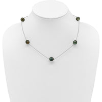 Sterling Silver Rhodium-Plated 18" Necklace with 5 Baroque Black Tahitian Cultured Pearls - 9-10mm by Monteluci Fine Jewelry