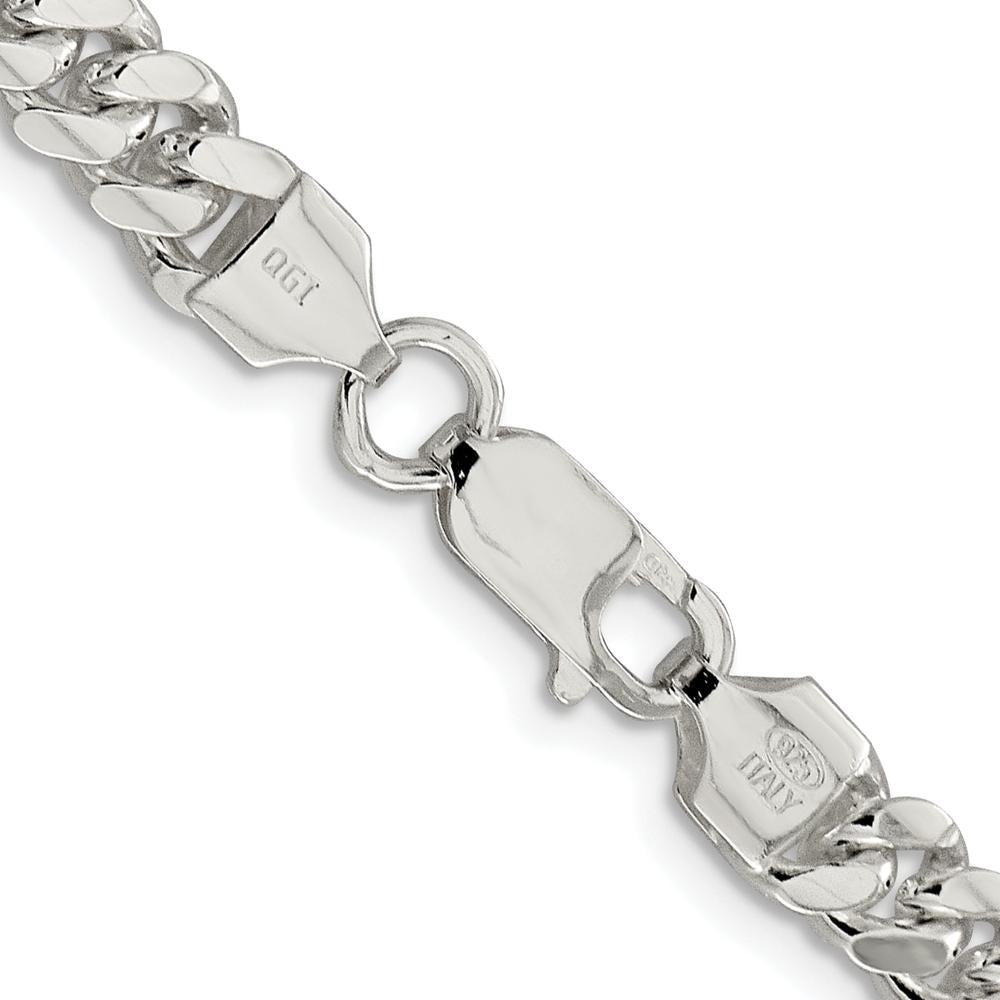 Sterling Silver Rhodium-Plated 18" Polished Domed Curb Chain 6.4mm Width by Lumare Gioia