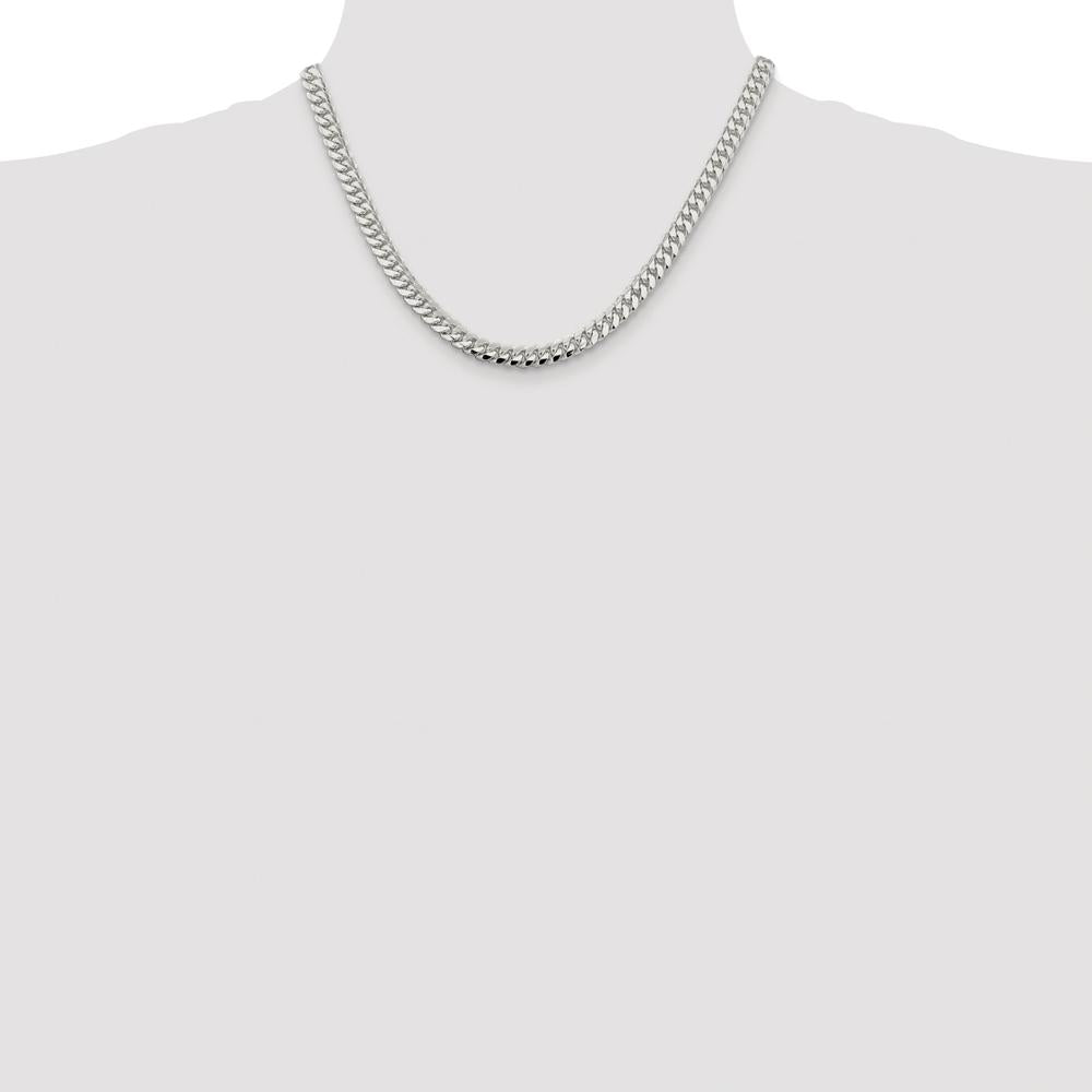 Sterling Silver Rhodium-Plated 18" Polished Domed Curb Chain 6.4mm Width by Lumare Gioia