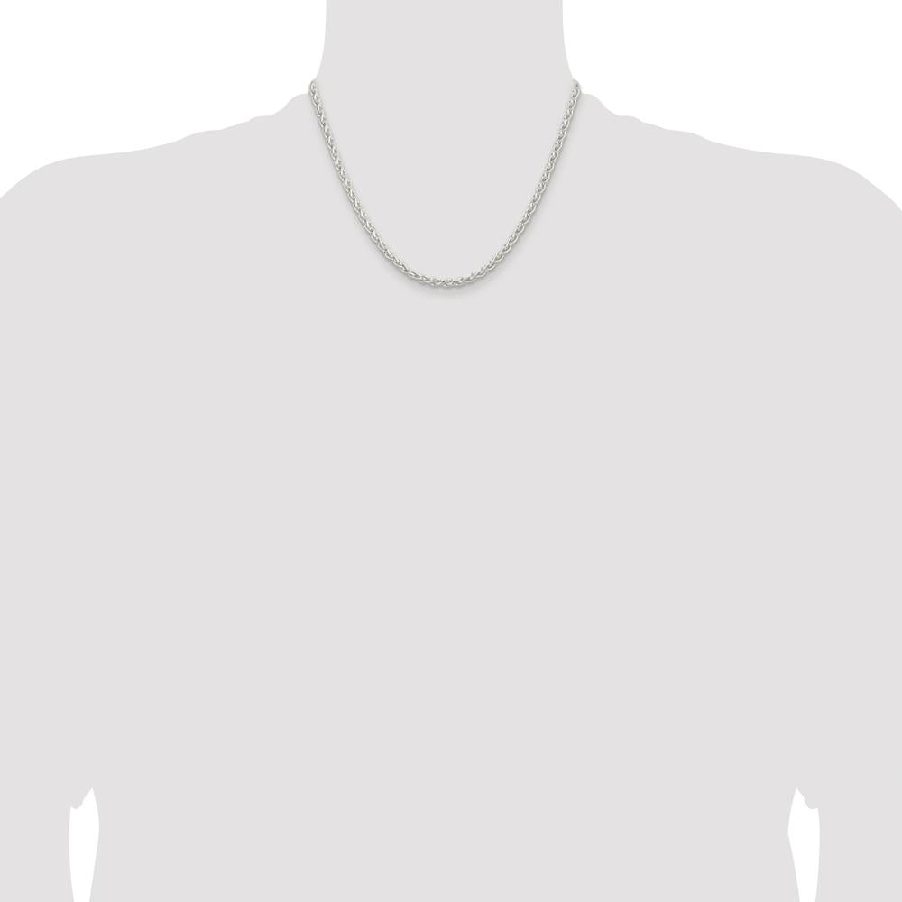 Sterling Silver Rhodium-Plated 18" Spiga Chain Necklace - 3.7mm Width by Lumare Gioia