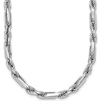 Sterling Silver Rhodium-Plated 19.75" Polished Figaro Rope Chain Necklace 4.75mm by Lumare Gioia