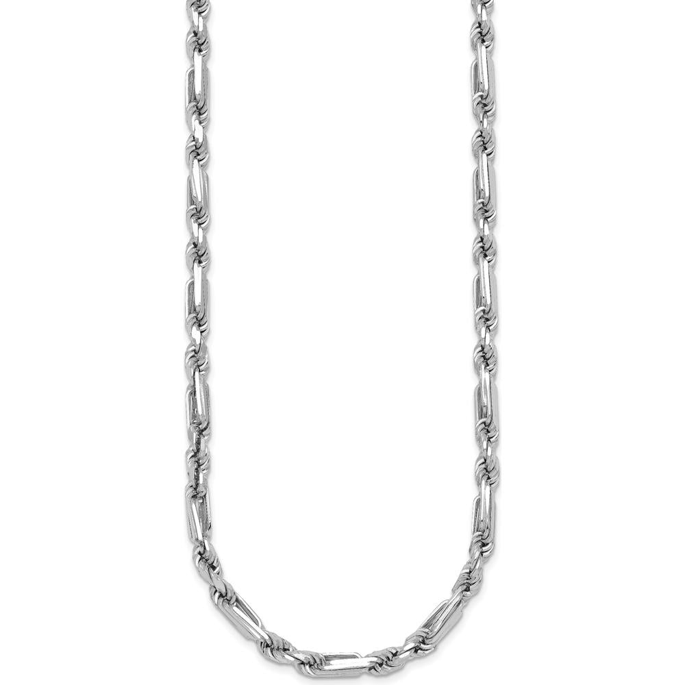Sterling Silver Rhodium-Plated 19.75" Polished Figaro Rope Chain Necklace 4.75mm by Lumare Gioia