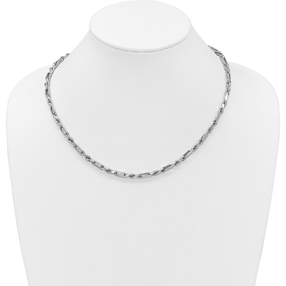 Sterling Silver Rhodium-Plated 19.75" Polished Figaro Rope Chain Necklace 4.75mm by Lumare Gioia