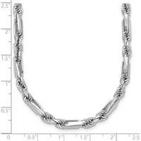 Sterling Silver Rhodium-Plated 19.75" Polished Figaro Rope Chain Necklace 4.75mm by Lumare Gioia