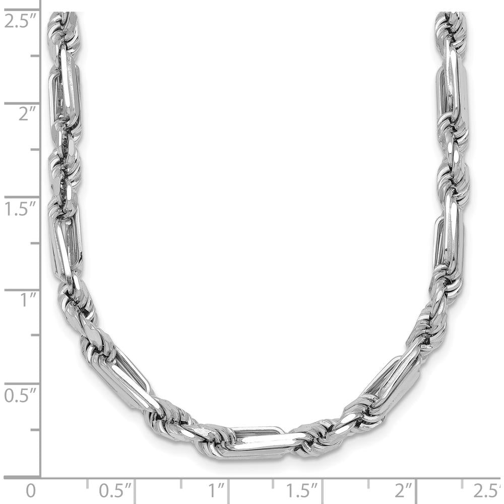 Sterling Silver Rhodium-Plated 19.75" Polished Figaro Rope Chain Necklace 4.75mm by Lumare Gioia
