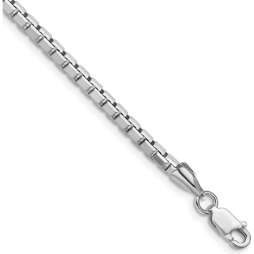 Sterling Silver Rhodium-Plated 2.9mm 8 Sided Diamond-Cut Box Chain Necklace - 28 Inches by Lumare Gioia