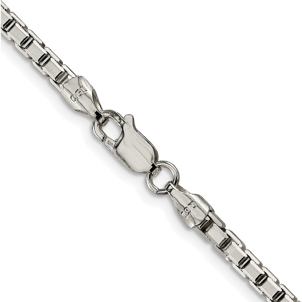 Sterling Silver Rhodium-Plated 2.9mm 8 Sided Diamond-Cut Box Chain Necklace - 28 Inches by Lumare Gioia