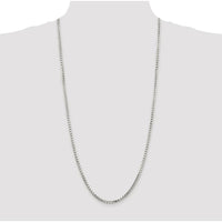 Sterling Silver Rhodium-Plated 2.9mm 8 Sided Diamond-Cut Box Chain Necklace - 30 Inches by Lumare Gioia