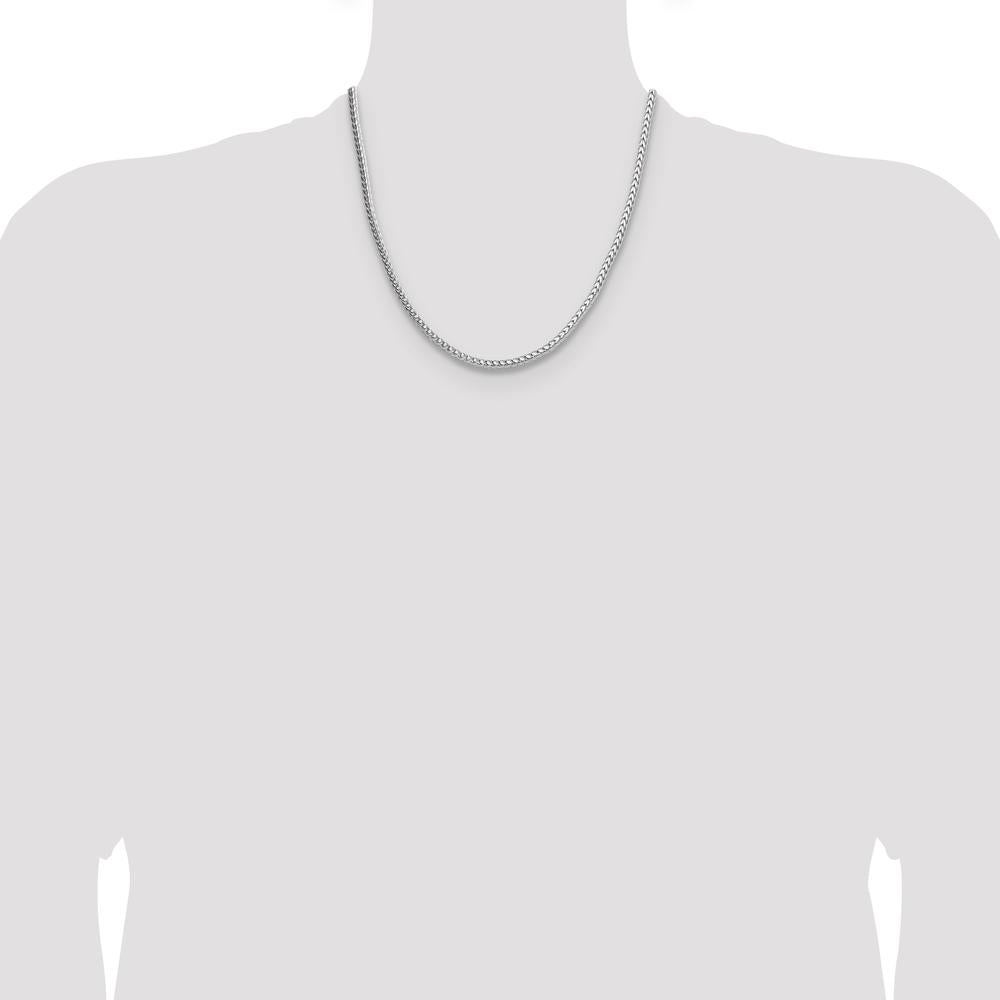 Sterling Silver Rhodium-Plated 20" 3.4mm Diamond-Cut Round Franco Chain by Lumare Gioia