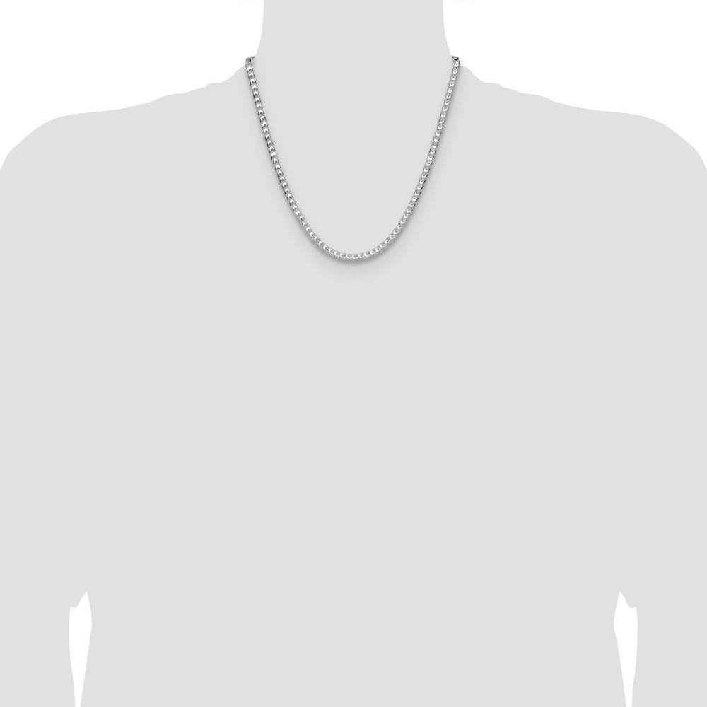 Sterling Silver Rhodium-Plated 20" 4.7mm Diamond-Cut Square Franco Chain by Lumare Gioia