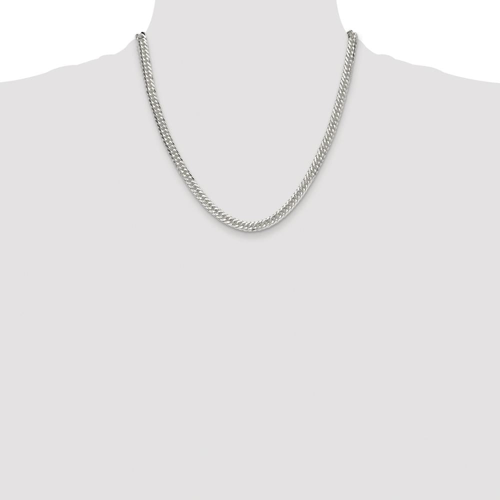 Sterling Silver Rhodium-Plated 20" 5.7mm Diamond-Cut Curb Chain by Lumare Gioia