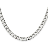 Sterling Silver Rhodium-Plated 20" 7.2mm Diamond-Cut Square Curb Chain by Lumare Gioia