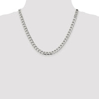 Sterling Silver Rhodium-Plated 20" 7.2mm Diamond-Cut Square Curb Chain by Lumare Gioia