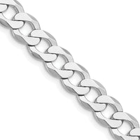 Sterling Silver Rhodium-Plated 20" 7.5mm Flat Curb Chain with Lobster Clasp by Lumare Gioia