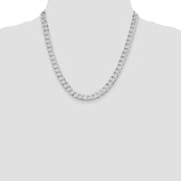 Sterling Silver Rhodium-Plated 20" 7.5mm Flat Curb Chain with Lobster Clasp by Lumare Gioia