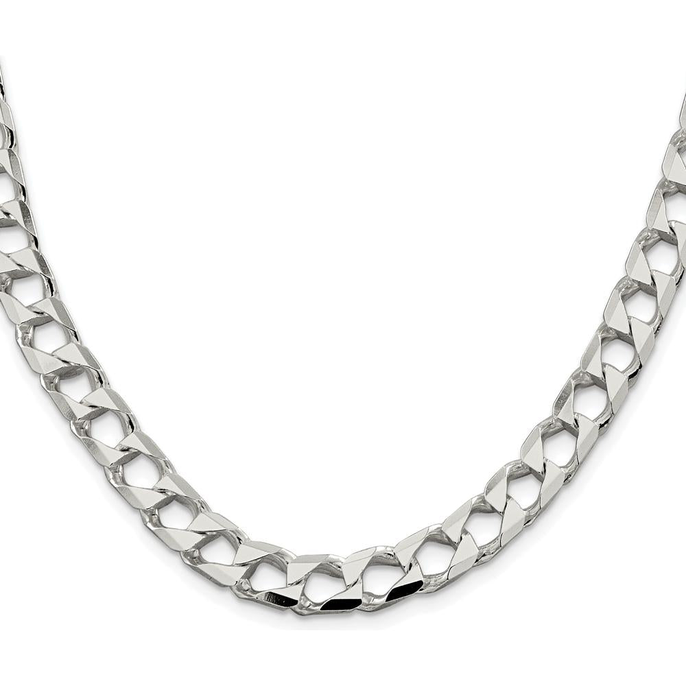 Sterling Silver Rhodium-Plated 20" 8.6mm Diamond-Cut Square Curb Chain by Lumare Gioia
