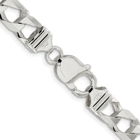 Sterling Silver Rhodium-Plated 20" 8.6mm Diamond-Cut Square Curb Chain by Lumare Gioia