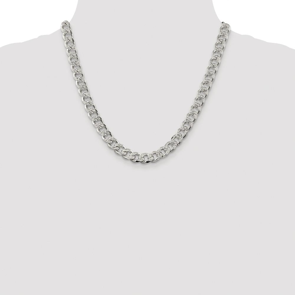 Sterling Silver Rhodium-Plated 20" 9.3mm Pavé Curb Chain by Lumare Gioia