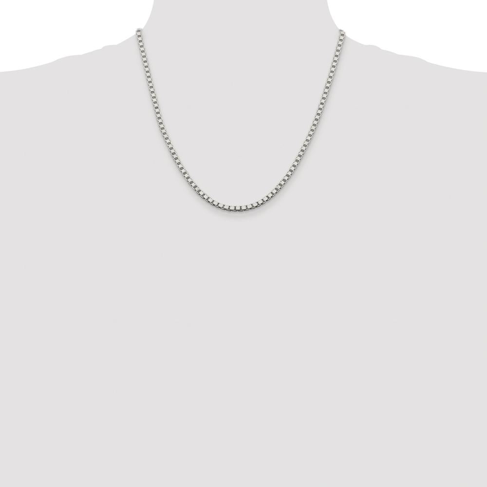 Sterling Silver Rhodium-Plated 20" Box Chain Necklace - 3.25mm Width by Lumare Gioia