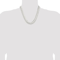 Sterling Silver Rhodium-Plated 20" Concave Beveled Curb Chain - 11.9mm Width by Lumare Gioia