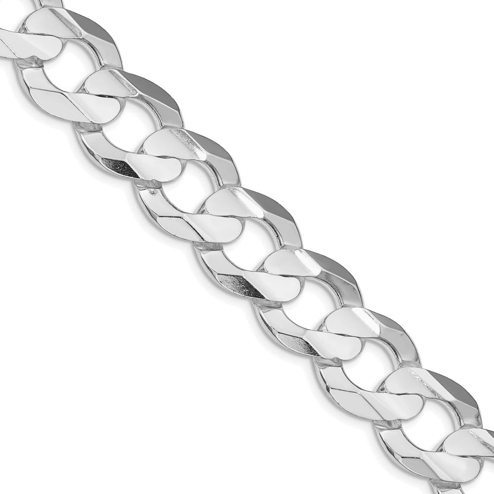 Sterling Silver Rhodium-Plated 20" Concave Beveled Curb Chain - 15.75mm Width by Lumare Gioia