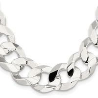 Sterling Silver Rhodium-Plated 20" Concave Beveled Curb Chain - 15.75mm Width by Lumare Gioia