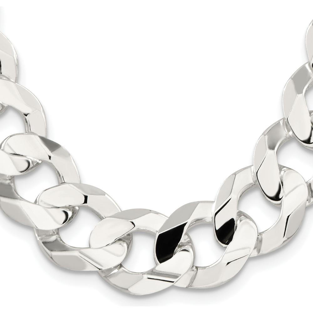 Sterling Silver Rhodium-Plated 20" Concave Beveled Curb Chain - 15.75mm Width by Lumare Gioia