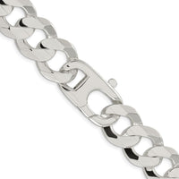 Sterling Silver Rhodium-Plated 20" Concave Beveled Curb Chain - 15.75mm Width by Lumare Gioia