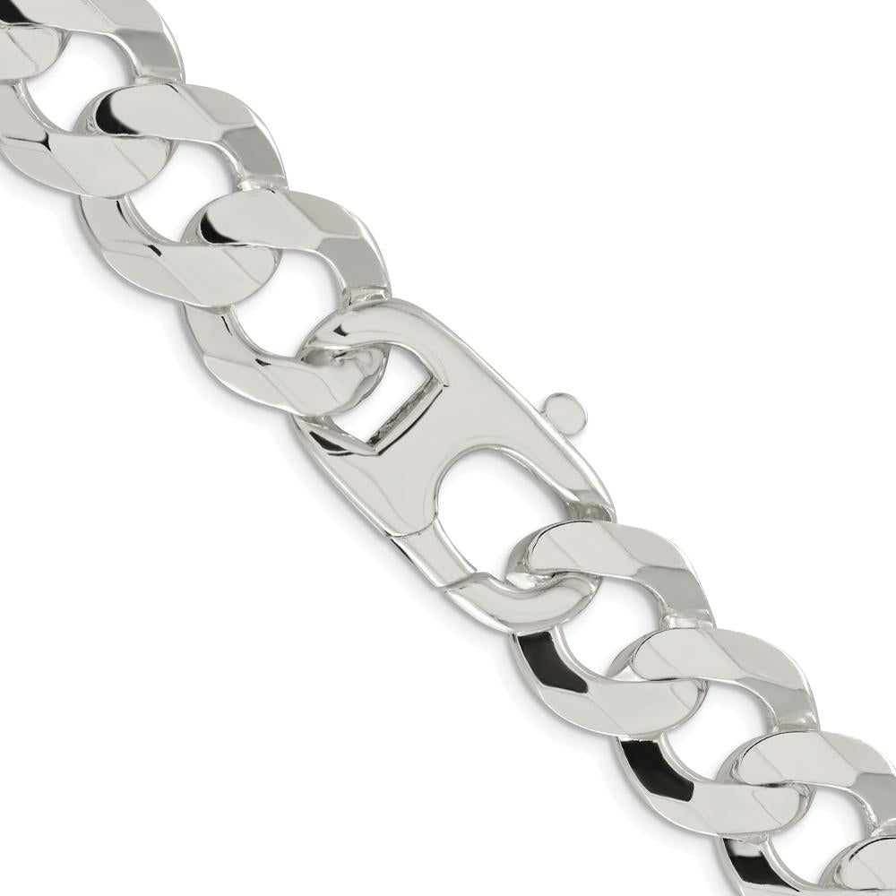 Sterling Silver Rhodium-Plated 20" Concave Beveled Curb Chain - 15.75mm Width by Lumare Gioia