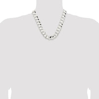 Sterling Silver Rhodium-Plated 20" Concave Beveled Curb Chain - 15.75mm Width by Lumare Gioia