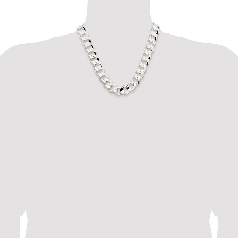 Sterling Silver Rhodium-Plated 20" Concave Beveled Curb Chain - 15.75mm Width by Lumare Gioia