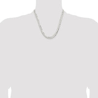Sterling Silver Rhodium-Plated 20" Concave Beveled Curb Chain - 7.8mm Width by Lumare Gioia