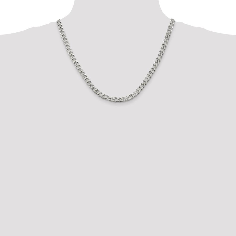 Sterling Silver Rhodium-Plated 20" Curb Chain Necklace - Polished Finish by Lumare Gioia