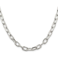 Sterling Silver Rhodium-Plated 20" Diamond-Cut Cable Chain 6.65mm Width by Lumare Gioia