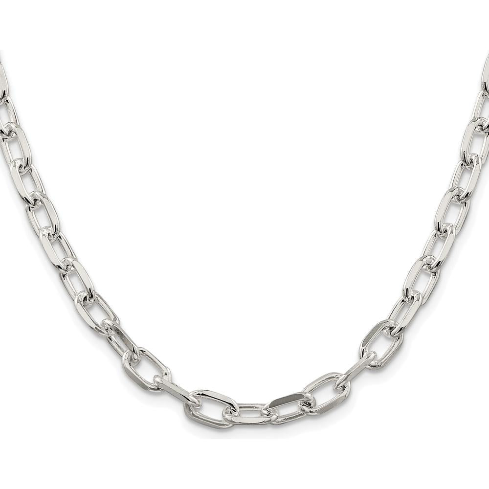 Sterling Silver Rhodium-Plated 20" Diamond-Cut Cable Chain 6.65mm Width by Lumare Gioia