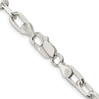 Sterling Silver Rhodium-Plated 20" Diamond-Cut Cable Chain 6.65mm Width by Lumare Gioia