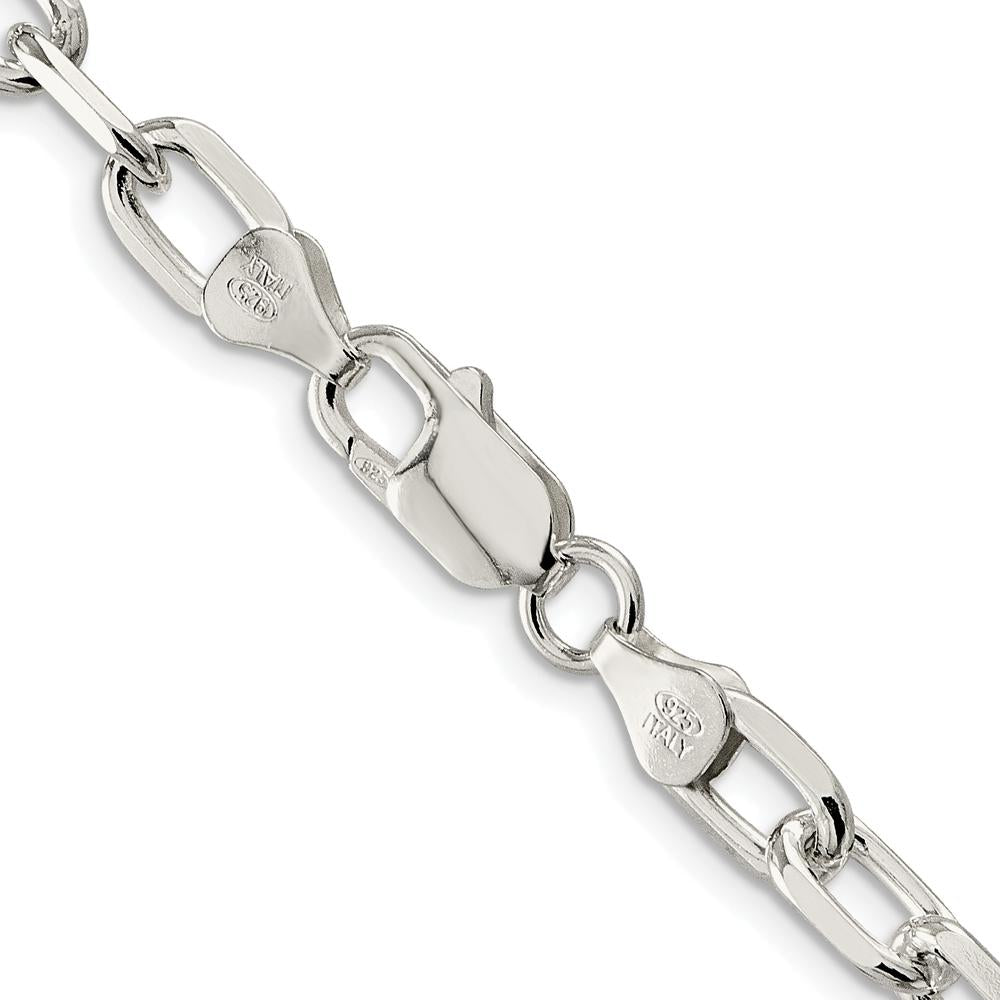 Sterling Silver Rhodium-Plated 20" Diamond-Cut Cable Chain 6.65mm Width by Lumare Gioia