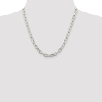 Sterling Silver Rhodium-Plated 20" Diamond-Cut Cable Chain 6.65mm Width by Lumare Gioia