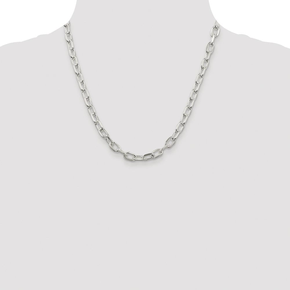 Sterling Silver Rhodium-Plated 20" Diamond-Cut Cable Chain 6.65mm Width by Lumare Gioia