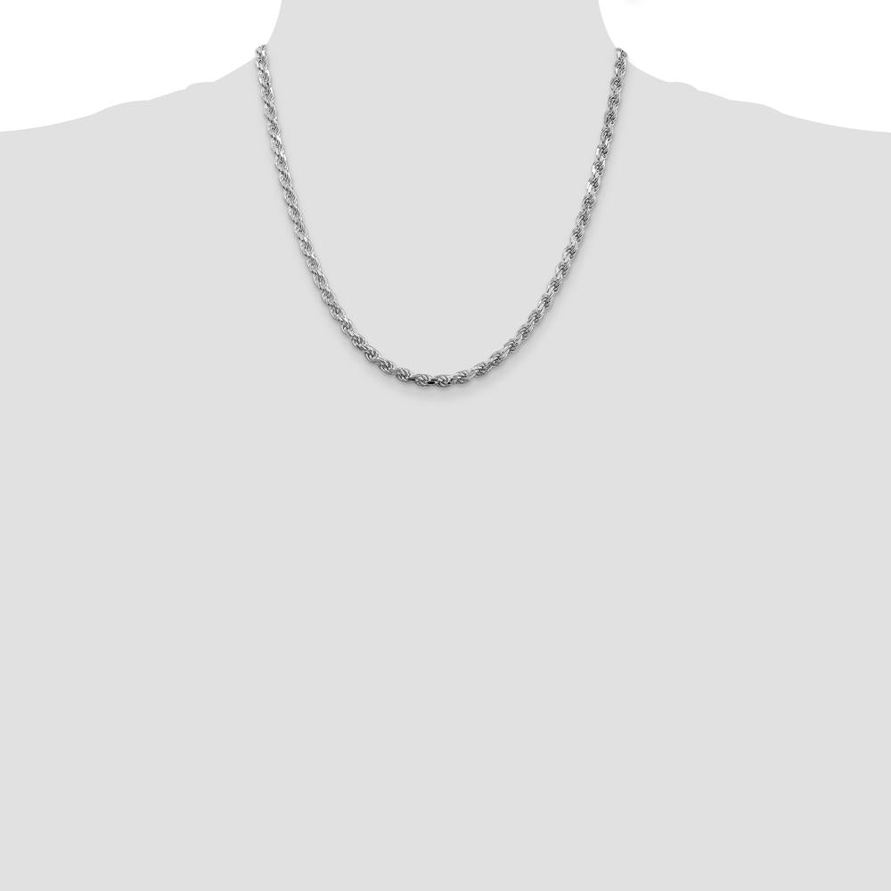 Sterling Silver Rhodium-Plated 20" Diamond-Cut Rope Chain - 4.25mm Width by Lumare Gioia