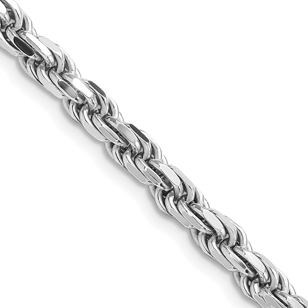 Sterling Silver Rhodium-Plated 20" Diamond-Cut Rope Chain - 4.75mm Width by Lumare Gioia