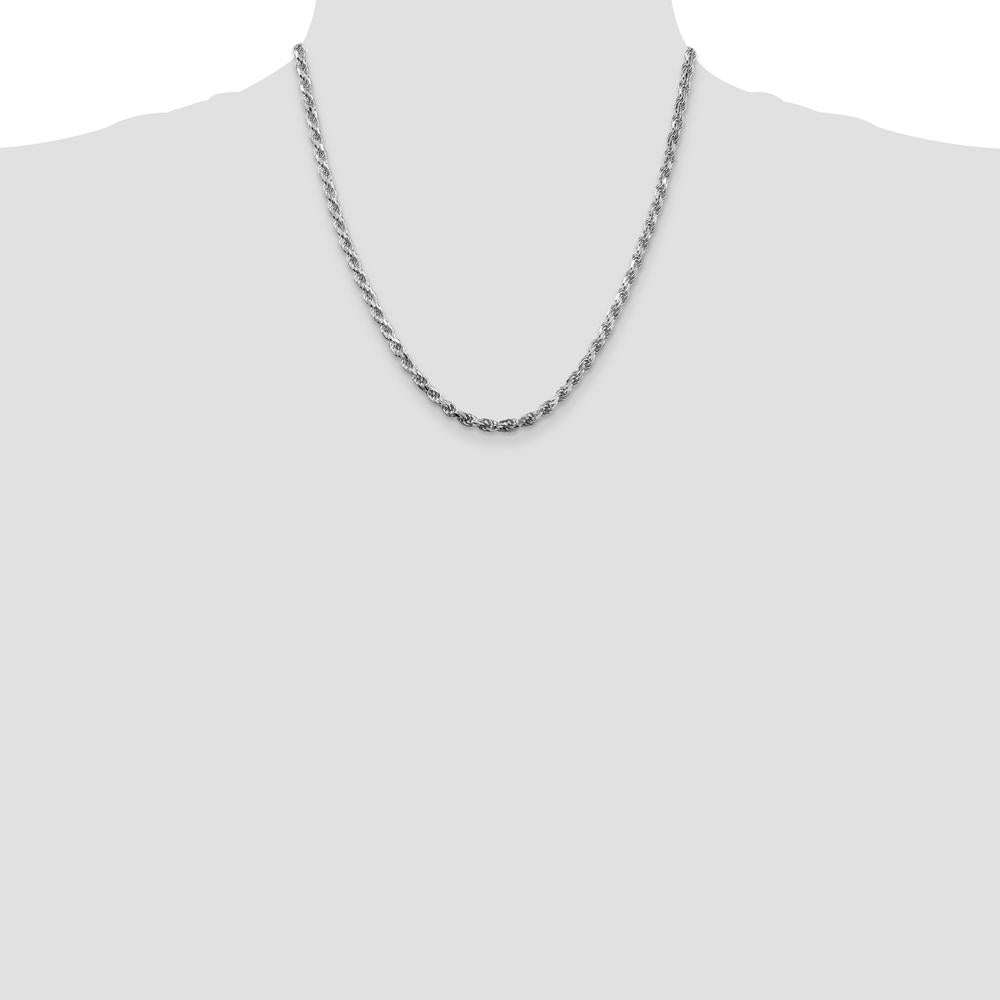 Sterling Silver Rhodium-Plated 20" Diamond-Cut Rope Chain Necklace - 3.75mm Width by Lumare Gioia