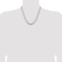 Sterling Silver Rhodium-Plated 20" Domed Curb Chain - 10.7mm Width by Lumare Gioia