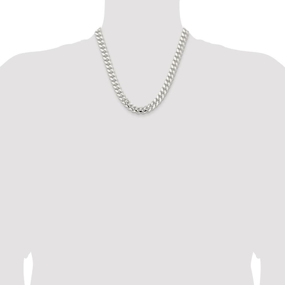 Sterling Silver Rhodium-Plated 20" Domed Curb Chain - 10.7mm Width by Lumare Gioia