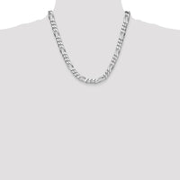 Sterling Silver Rhodium-Plated 20" Figaro Chain - 10.2mm Width by Lumare Gioia