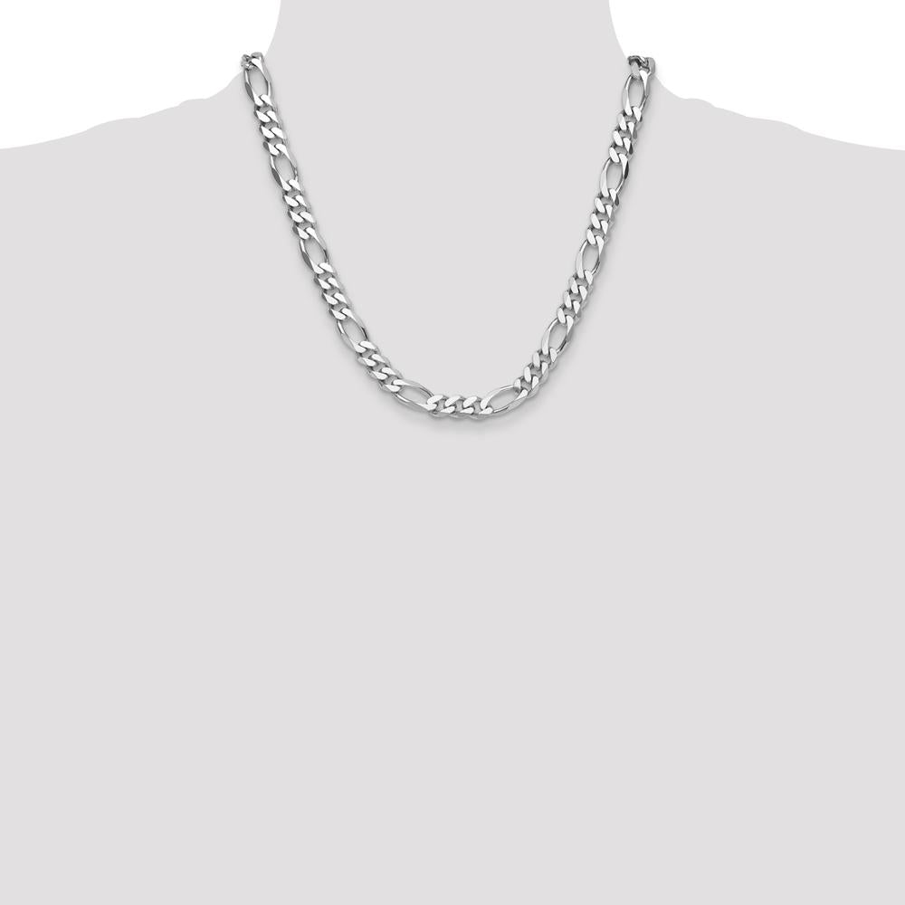 Sterling Silver Rhodium-Plated 20" Figaro Chain - 10.2mm Width by Lumare Gioia