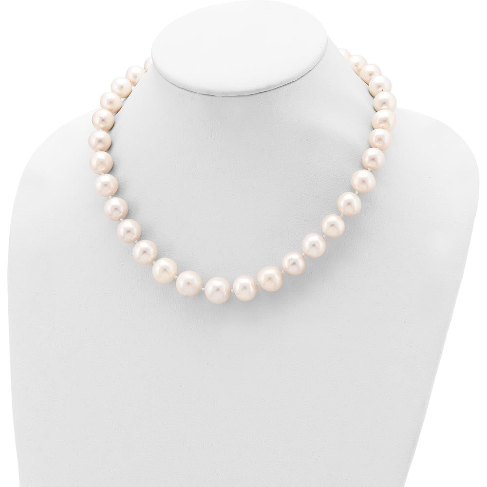 Sterling Silver Rhodium-Plated 20" Freshwater Cultured Pearl Necklace - 11-12mm Pearls by Monteluci Fine Jewelry